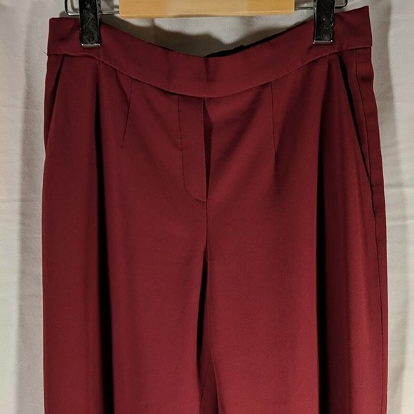 Babaton Red Berry Burgundy Slacks Dress Pants Vegan Silk Triacetate Women's 6 - Picture 2 of 13